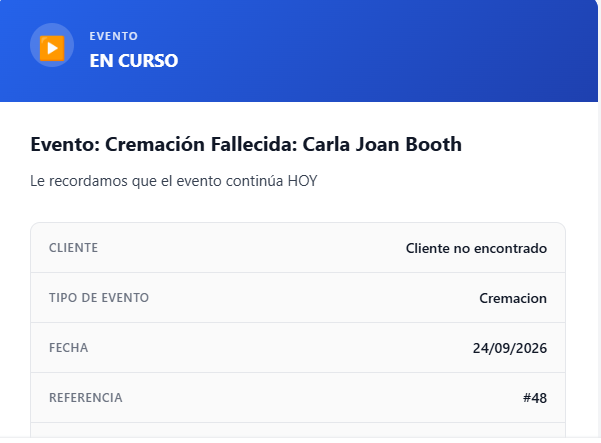CRM Vital Client - Notificación de evento en curso