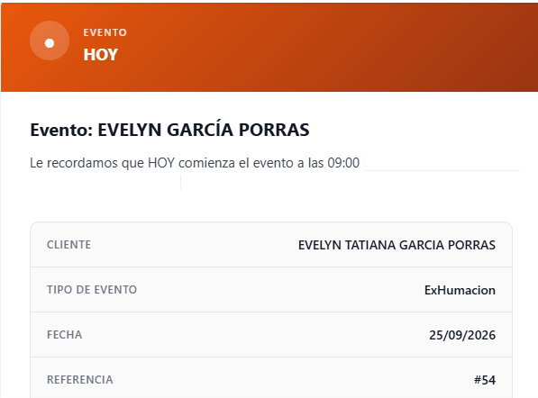 CRM Vital Client - Notificación de evento para hoy