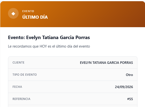CRM Vital Client - Notificación de último día del evento