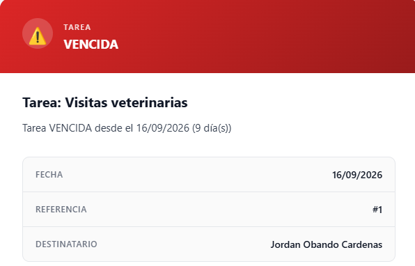 CRM Vital Client - Notificación de tarea vencida