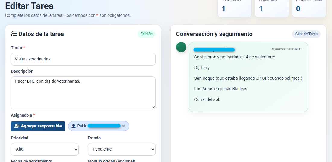 CRM Vital Client - Tareas