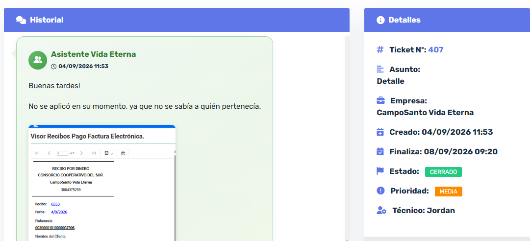 Sistema de tickets Nexus - Historial de chats