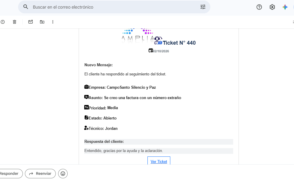 Sistema de tickets Nexus - Respuesta a ticket